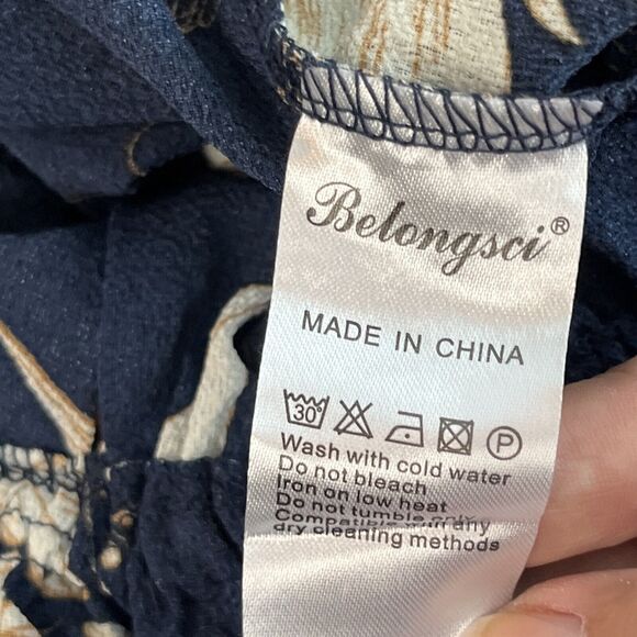 BELONGSCI Sleeveless Shoulder V-Neck Wide Leg Jumpsuit w Belt and Pockets Sz S - Picture 11 of 14